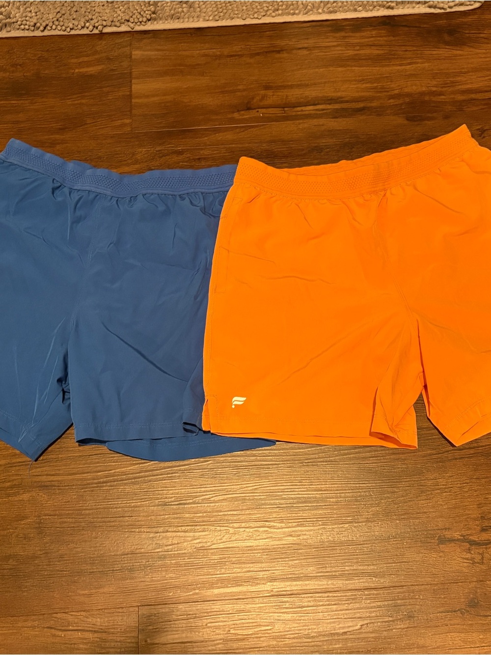 Lot of 2 Fabletics Fundamentals 5 inch Men's Athletic Shorts - Blue & Orange